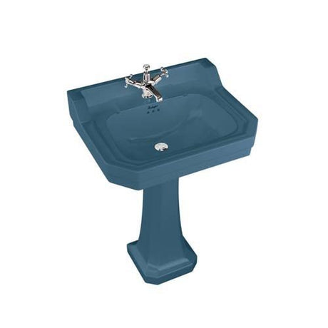 Burlington Bespoke Alaska 1 Taphole Edwardian Pedestal Basin 610 x 505mm - Blue - B51THBLUE - TAP 'N' SHOWER