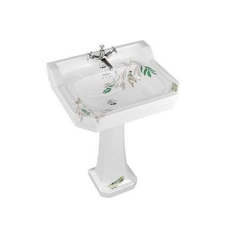Burlington Bespoke Spring Forest 1 Taphole Edwardian Pedestal Basin 610 x 505mm - White - B51THFORE - TAP 'N' SHOWER