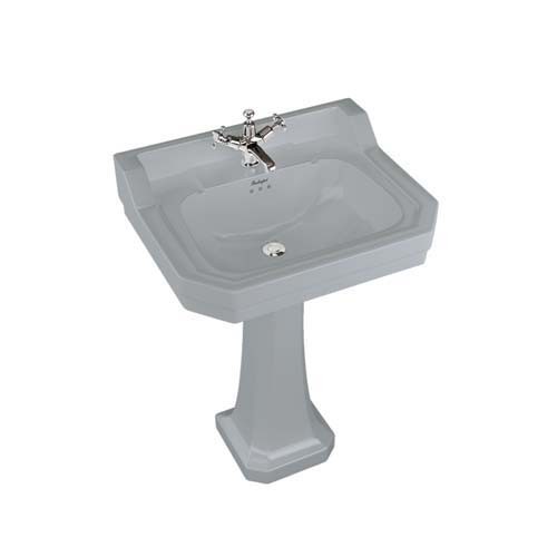 Burlington Bespoke 1 Taphole Edwardian Pedestal Basin 610 x 505mm - Moon Grey - B51THGREY - TAP 'N' SHOWER