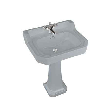 Burlington Bespoke 1 Taphole Edwardian Pedestal Basin 610 x 505mm - Moon Grey - B51THGREY - TAP 'N' SHOWER