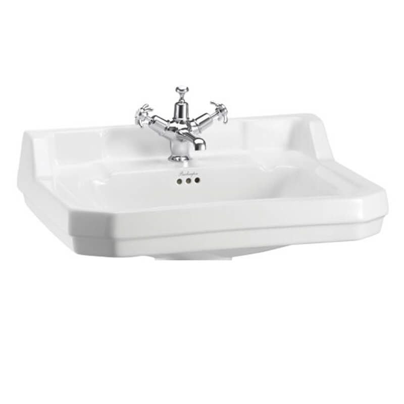 Burlington Edwardian 3 Tap Hole Square Basin 610mm - White - B53TH - TAP 'N' SHOWER