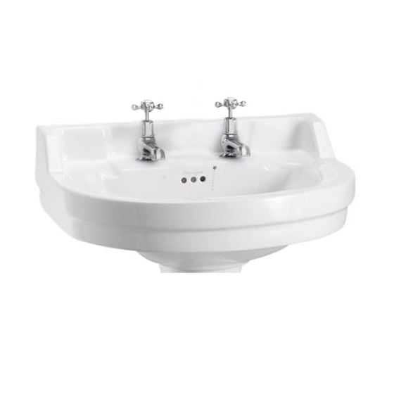 Burlington Edwardian White 2 Two Tap Hole Round Basin 56cm - B62TH - TAP 'N' SHOWER