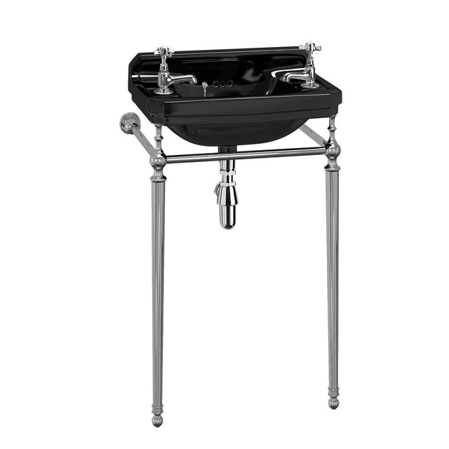 Burlington Edwardian 2 Tapholes Cloakroom Pedestal Basin 512mm - Jet Black - B82THJET - TAP 'N' SHOWER