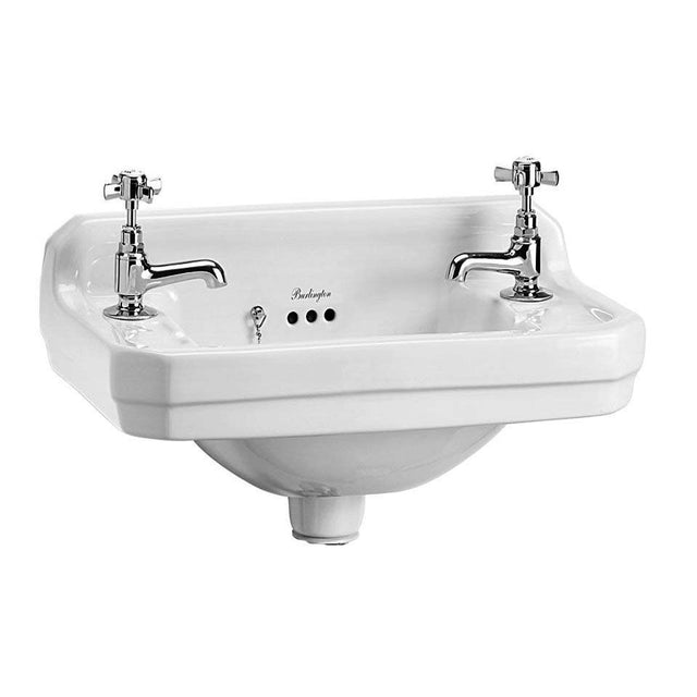 Burlington Edwardian White Cloakroom Basin 2 Tap Holes - B8 - TAP 'N' SHOWER