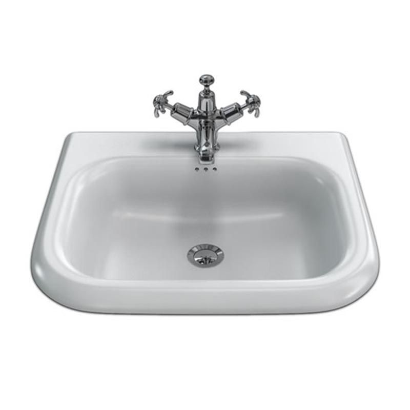 Burlington White Roll Top No Tap Hole Basin 55cm - B7E - TAP 'N' SHOWER