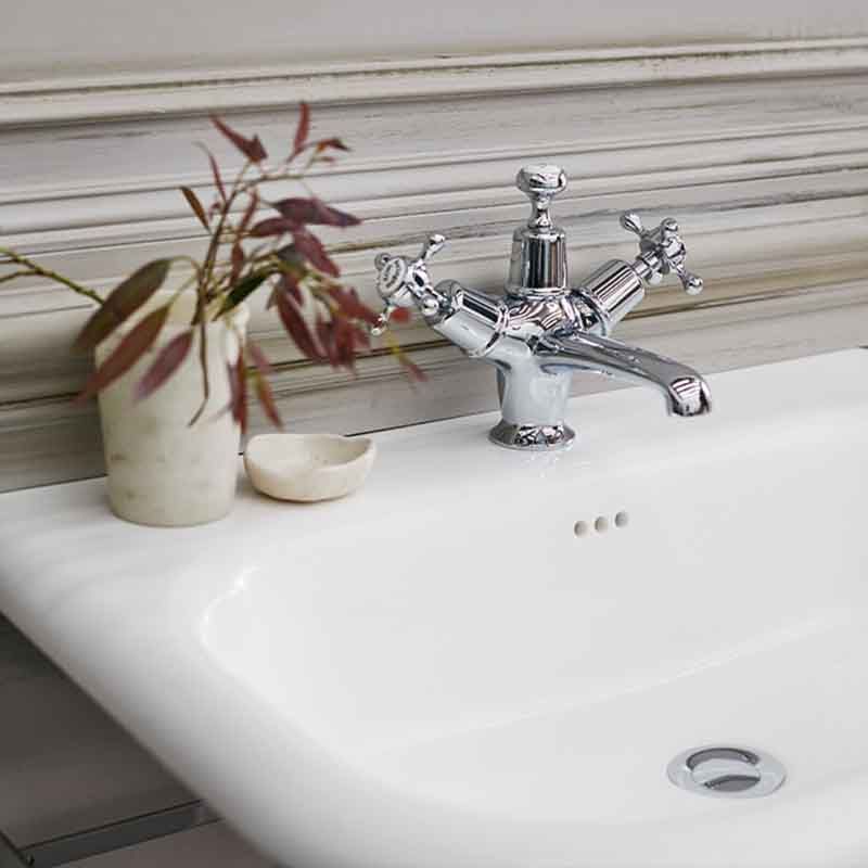 Burlington White Roll Top No Tap Hole Basin 55cm - B7E - TAP 'N' SHOWER