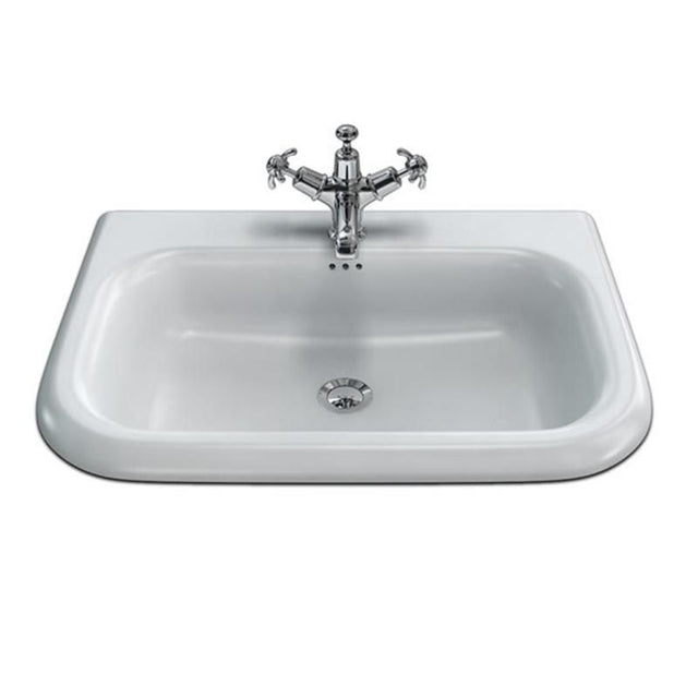 Burlington White Roll Top No Tap Hole Basin 65cm - B8E - TAP 'N' SHOWER