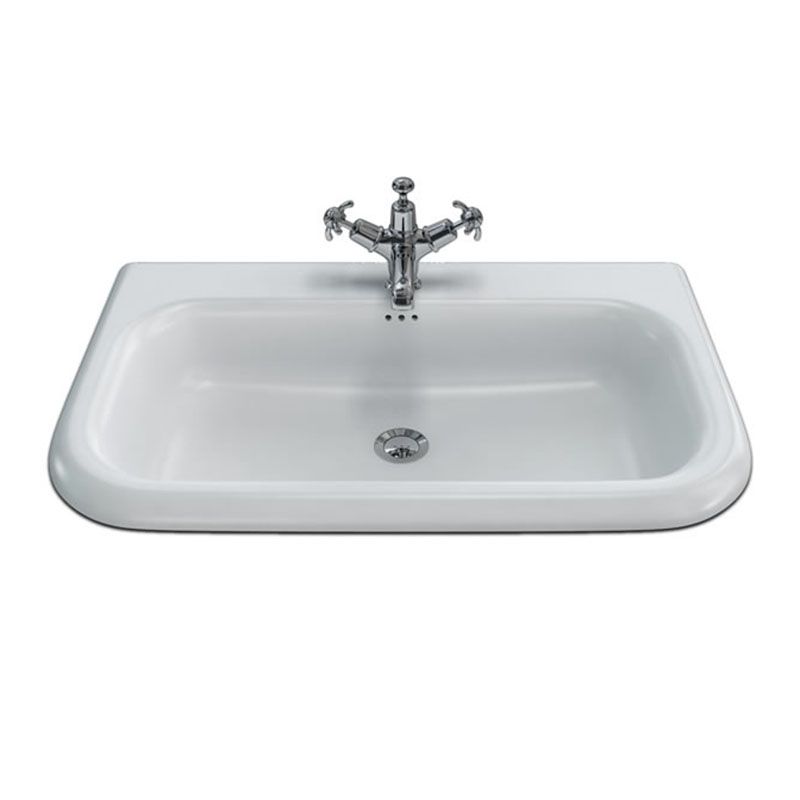 Burlington White Roll Top No Tap Hole Basin 75cm - B9E - TAP 'N' SHOWER