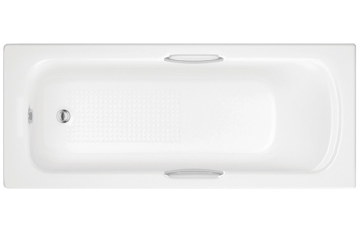 Prystine Antioch Single End Twin Grip Textured Base 8mm 1700x700x510mm 2 Tap Hole Bath - White - PRIS3089 - TAP 'N' SHOWER