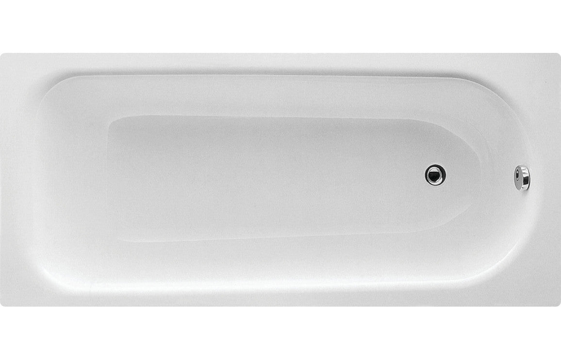 Prystine Clearwater Steel Single End 2 Tap Hole Bath With Legs 1600 x 700 x 500mm - White - PRIS100595 - TAP 'N' SHOWER