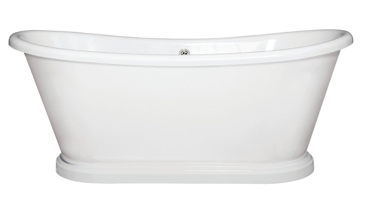 Launde Abbey Boat Freestanding Double Ended Acrylic Boat Bath 1580mm - White - TAP 'N' SHOWER