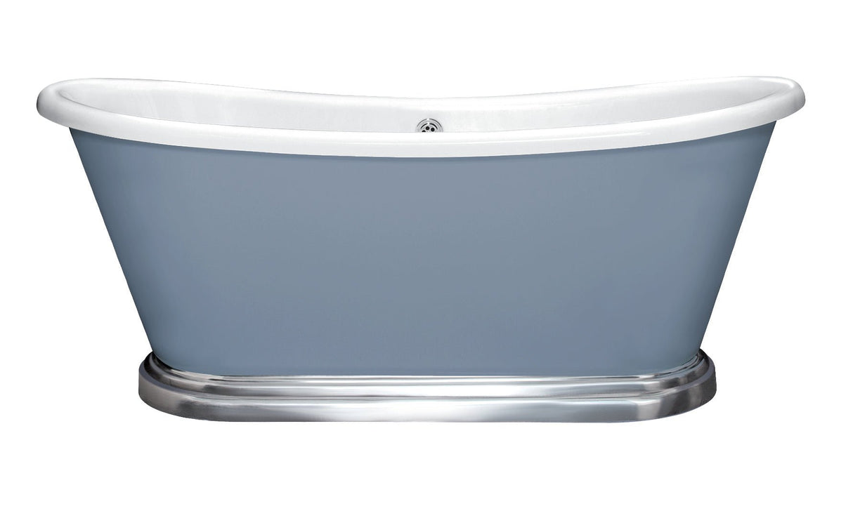 Launde Abbey Boat Freestanding Double Ended Acrylic Boat Bath with Aluminium Plinth 1580mm - White - TAP 'N' SHOWER