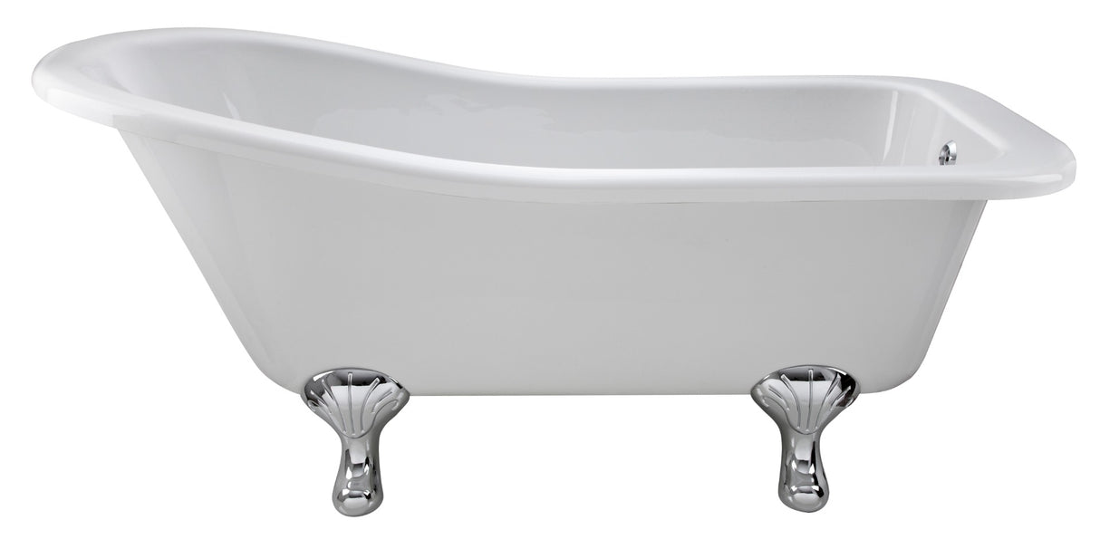 Launde Abbey Fordham Freestanding Acrylic Slipper Bath with 1 Feet Set 1700mm - White - TAP 'N' SHOWER