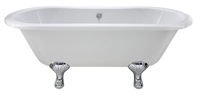 Launde Abbey Elmstead Freestanding Double Ended Slipper Bath with Feet Set 1 - White - TAP 'N' SHOWER