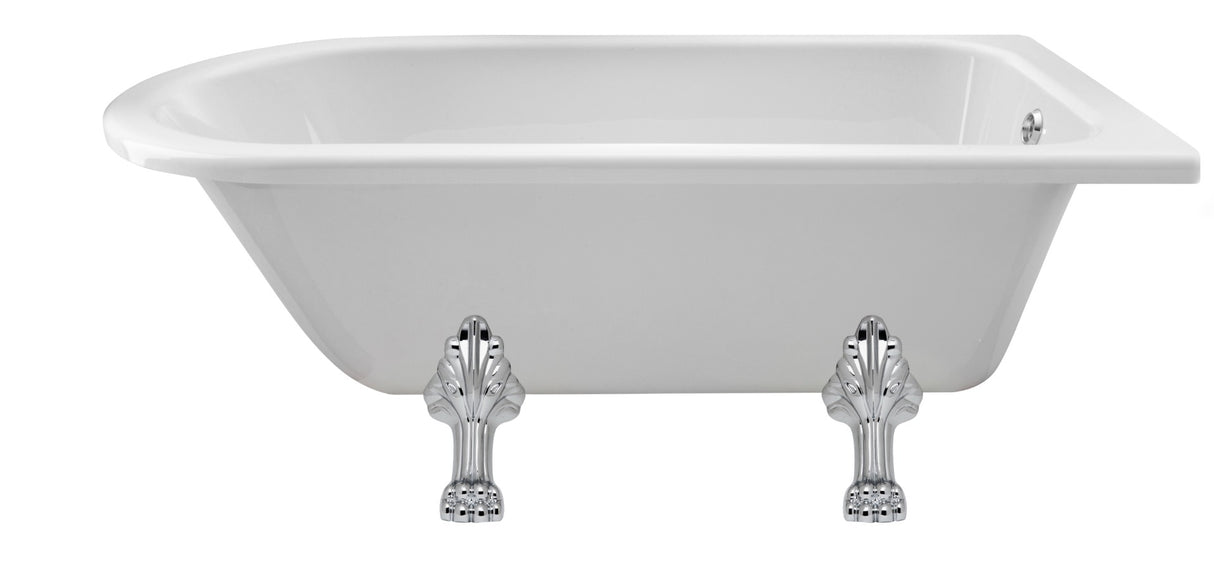 Launde Abbey Tye Single Ended Shower Bath with 2 Feet Set 1500mm - White - TAP 'N' SHOWER