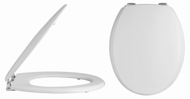 Bayswater Fitzroy Wood Toilet Seat and Cover with Metal Hinges - White - BAYF169 - TAP 'N' SHOWER