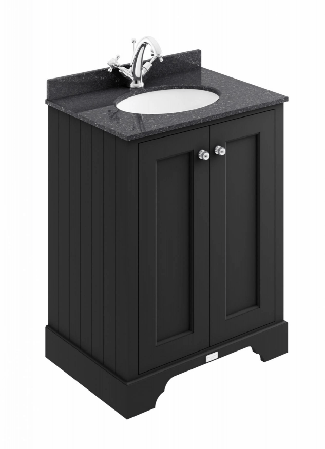 Bayswater Floorstanding Vanity Unit 2 Doors 600mm - Matt Black - BAYF401 - TAP 'N' SHOWER