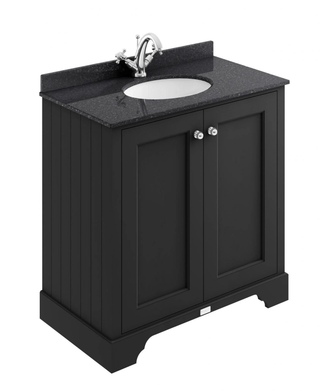 Bayswater Floorstanding Vanity Unit 2 Doors 800mm - Matt Black - BAYF404 - TAP 'N' SHOWER