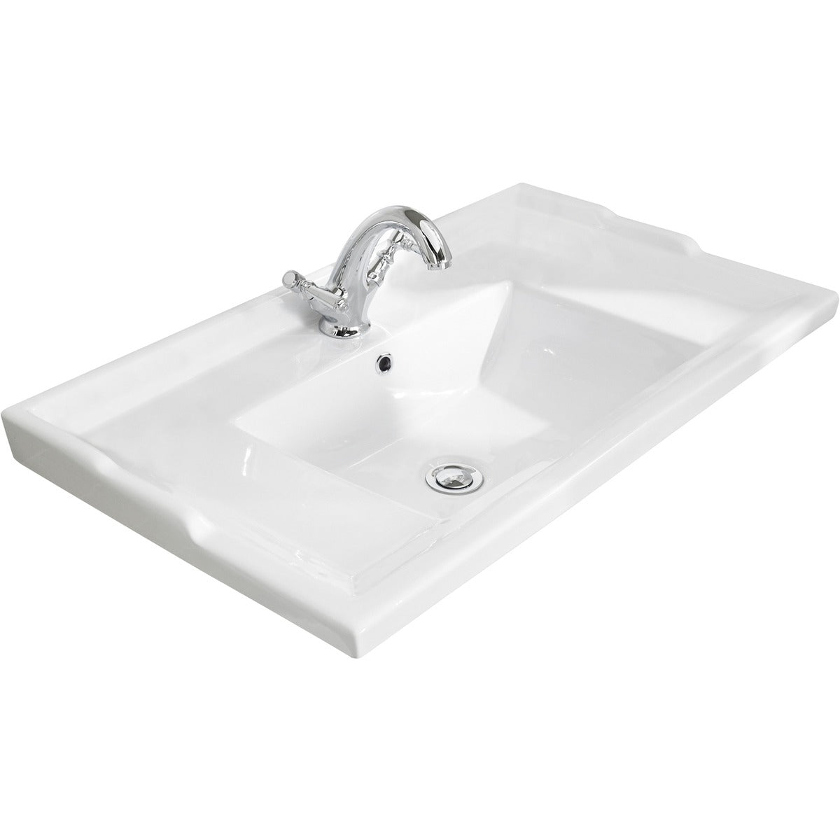 Bayswater 1 Tap Hole Countertop Basin 800mm - White - BAYC203 - TAP 'N' SHOWER