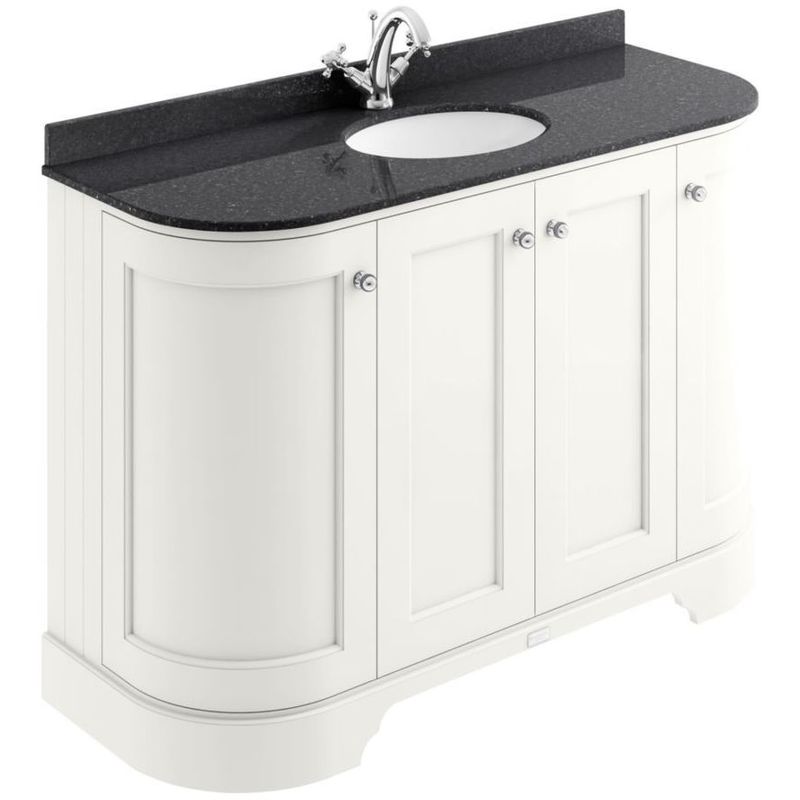 Bayswater 4 - Door Curved Vanity Unit 1200mm Wide - Pointing White - BAYF166 - TAP 'N' SHOWER