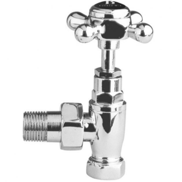 Bayswater Angled Crosshead Radiator Valve Pair - Chrome - BAYV411 - TAP 'N' SHOWER