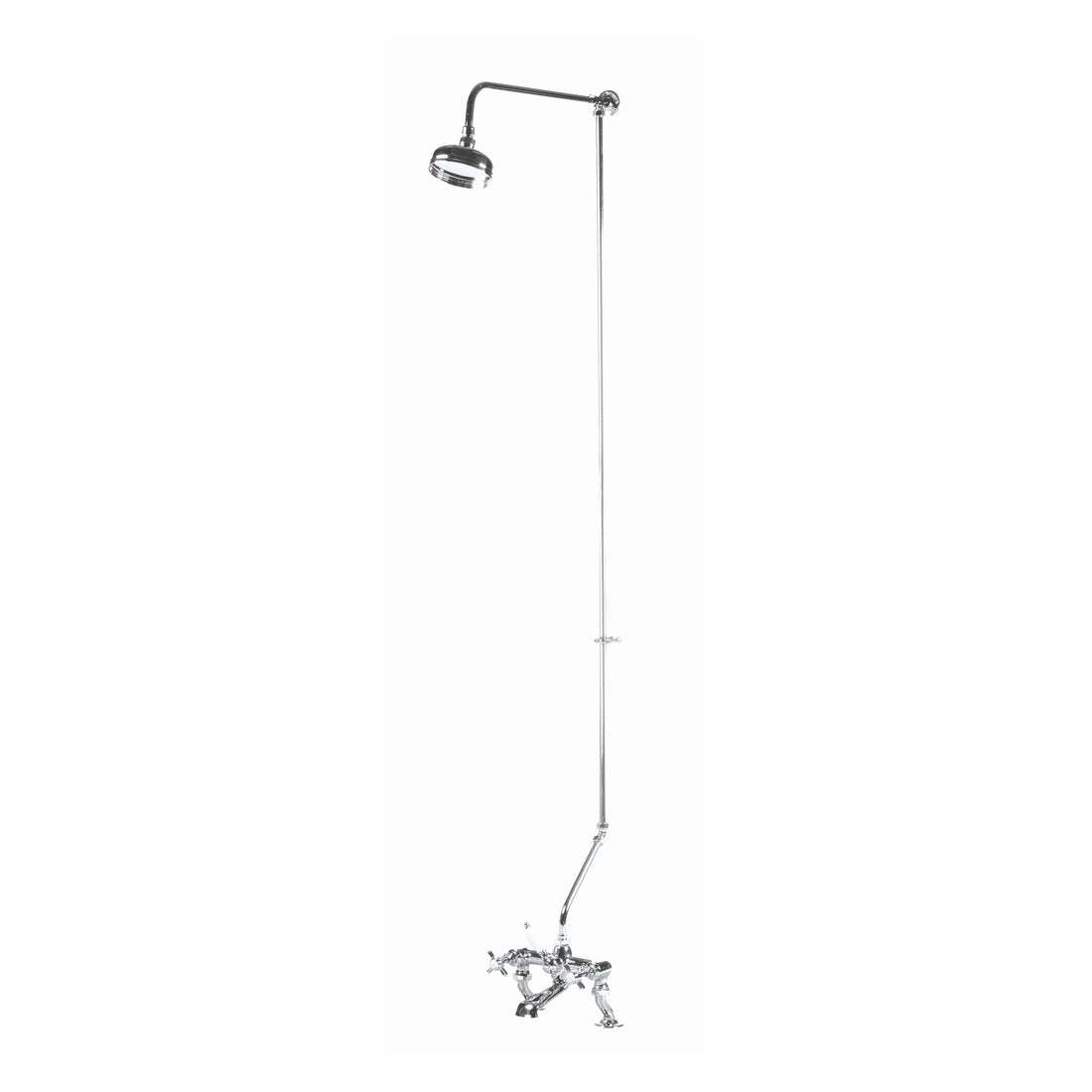 Bayswater Bath Shower Mixer Kit with Rigid Riser and Fixed Head - Chrome - BAYS207