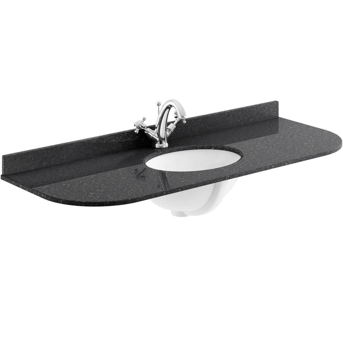 Bayswater Black Marble Top 1 Tap Hole Curved Furniture Basin 1200mm Wide - BAYC239
