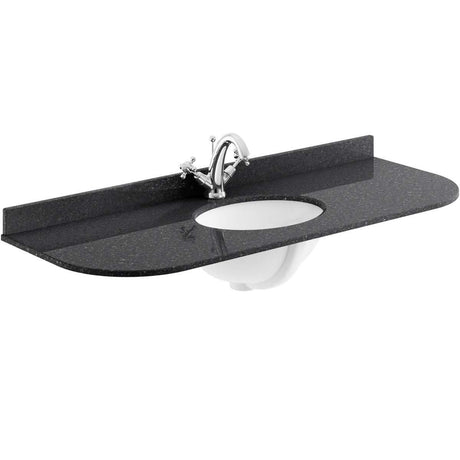 Bayswater Black Marble Top 1 Tap Hole Curved Furniture Basin 1200mm Wide - BAYC239