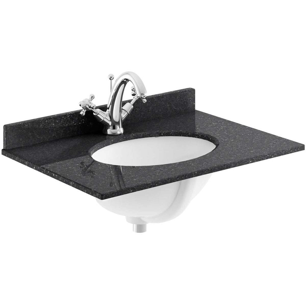 Bayswater Marble Top 1 Tap Hole Furniture Basin 600mm Wide - Black - BAYC221