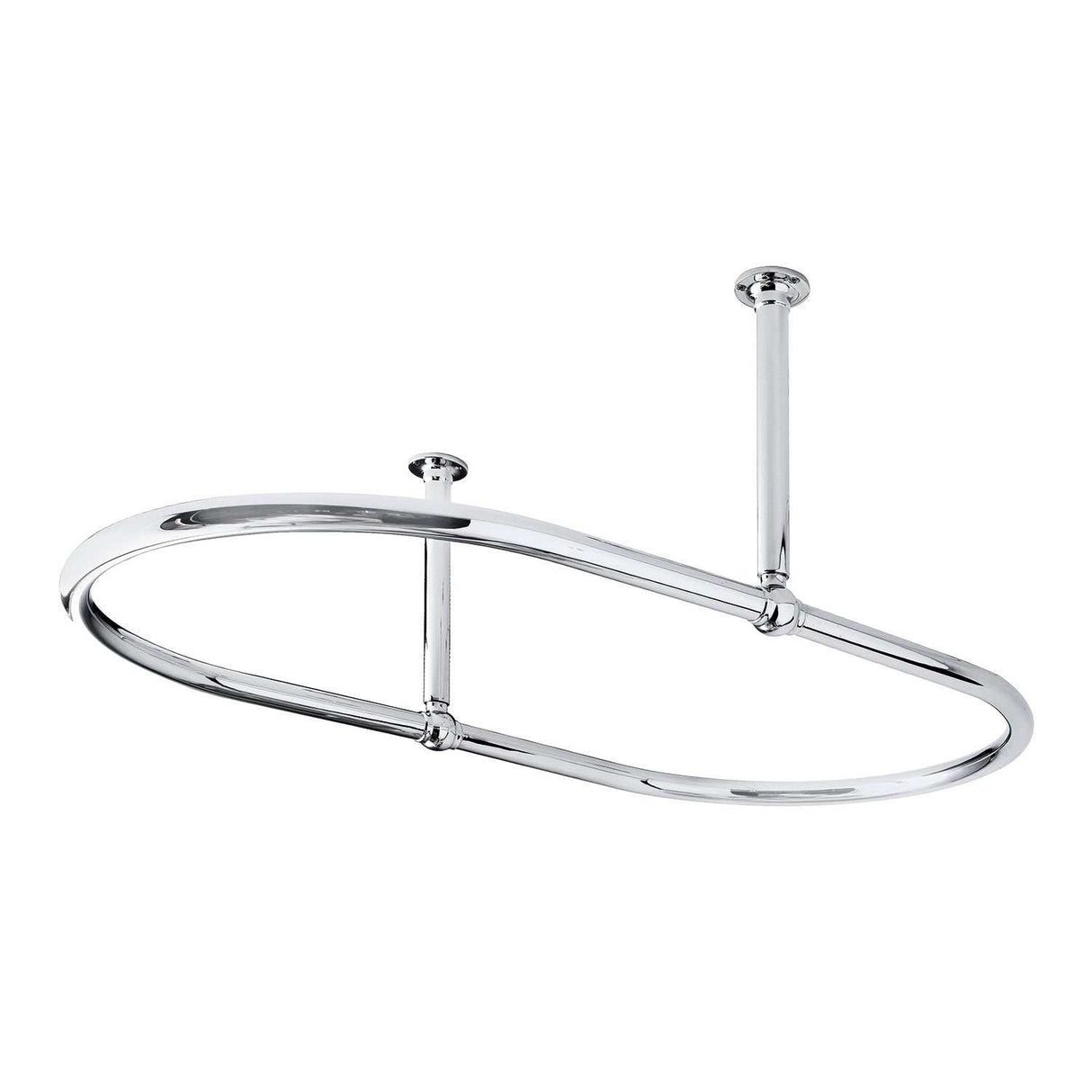 Bayswater Cicero Oval chrome shower curtain ring with ceiling brackets for freestanding bath