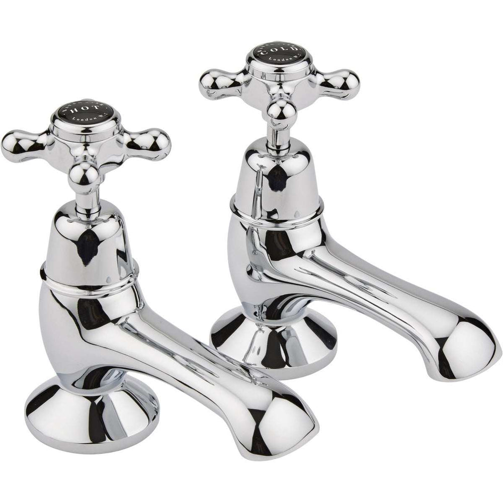 Bayswater Crosshead Dome Bath Taps Pair - Black/Chrome - BAYT242