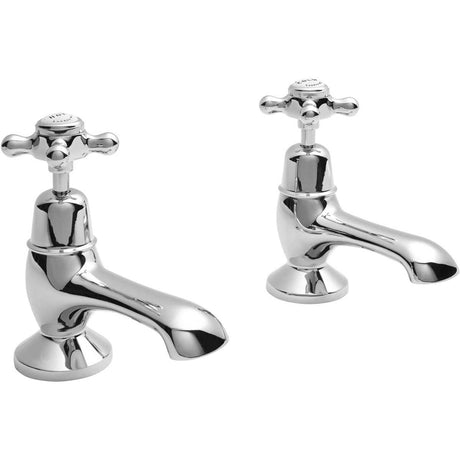 Bayswater Crosshead Dome Bath Taps Pair - White/Chrome - BAYT202