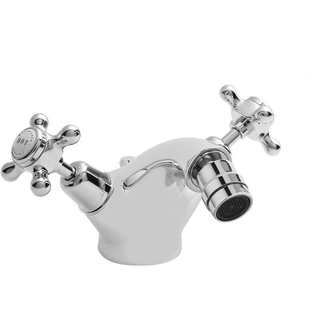 Bayswater Crosshead Dome Mono Bidet Mixer Tap - White/Chrome - BAYT208