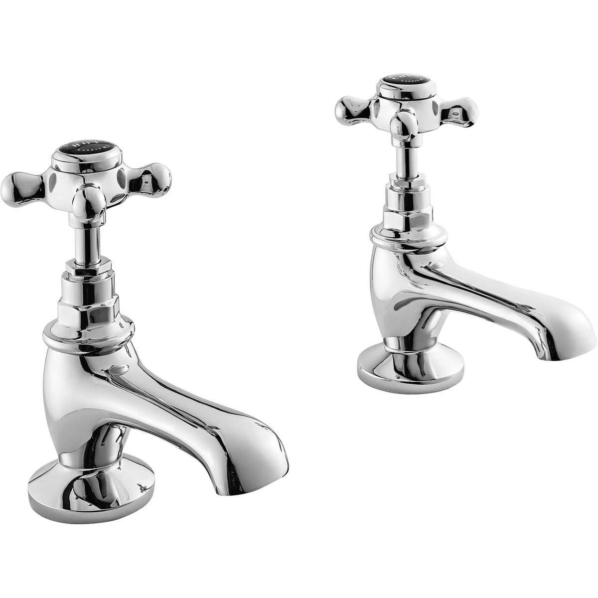 Bayswater Crosshead Hex Basin Taps Pair - Black/Chrome - BAYT141
