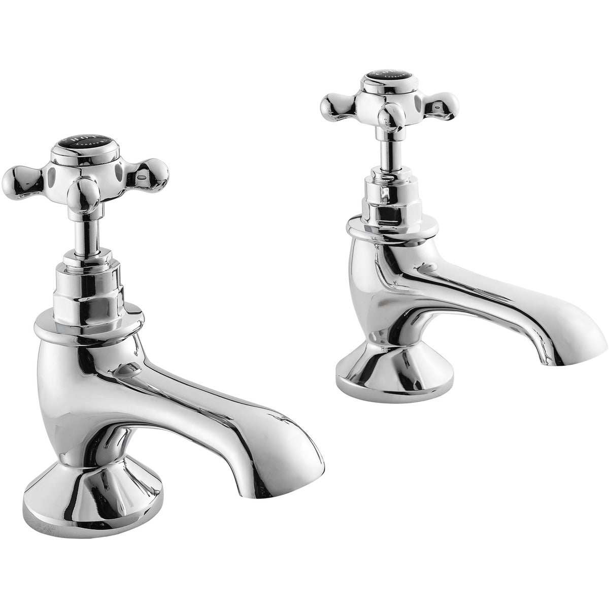 Bayswater Crosshead Hex Bath Taps Pair - Black/Chrome - BAYT142