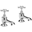 Bayswater Crosshead Hex Bath Taps Pair - White/Chrome - BAYT102