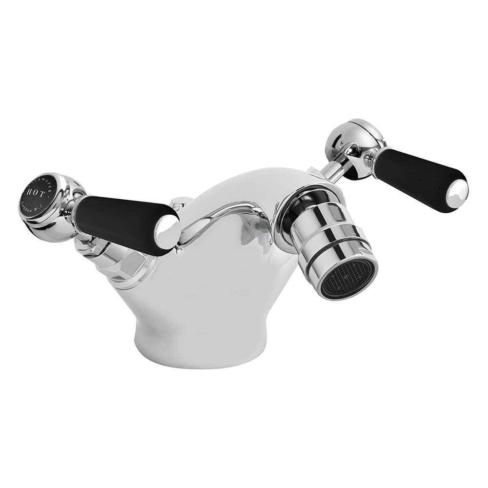 Bayswater Crosshead wall mounted bath shower mixer tap in white and chrome with hexagonal collars and vintage design