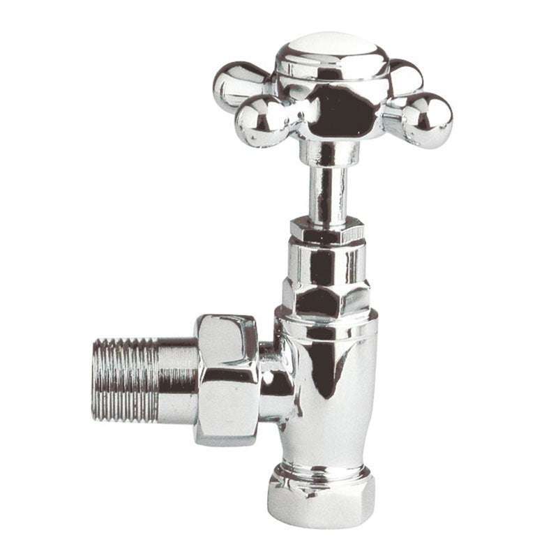 Bayswater Crosshead Angled Radiator Valves Pair - Chrome - BAYV101