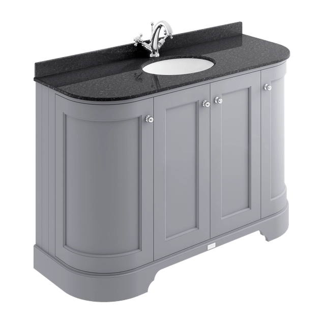 Bayswater Curved Vanity Unit 4 Doors 1200mm - Matt Black - BAYF464 - TAP 'N' SHOWER