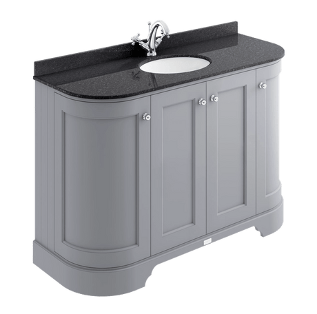 Bayswater Curved Vanity Unit 4 Doors 1200mm - Matt Black - BAYF464 - TAP 'N' SHOWER