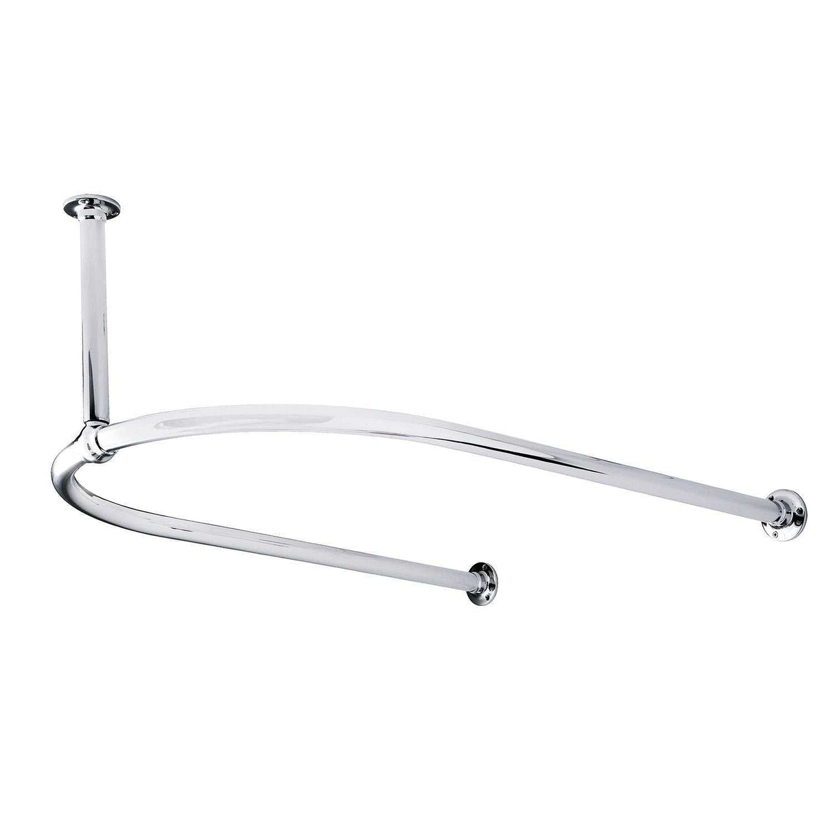 Bayswater Detta U-Shaped chrome shower curtain ring with ceiling and wall brackets for bath installation