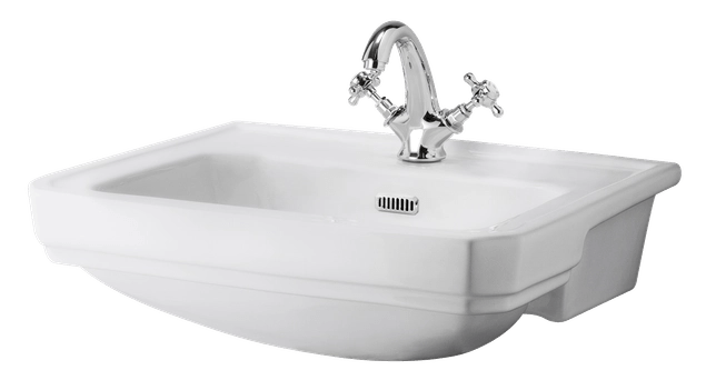 Bayswater Fitzroy 2 Tap Hole Semi Recessed Basin 560mm Wide - White - BAYC025 - TAP 'N' SHOWER