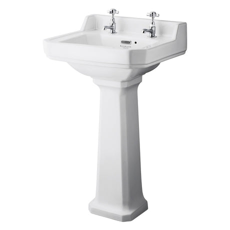 Bayswater Fitzroy 2 Tap Holes Pedestal Basin 500mm - White - BAYC007 - TAP 'N' SHOWER