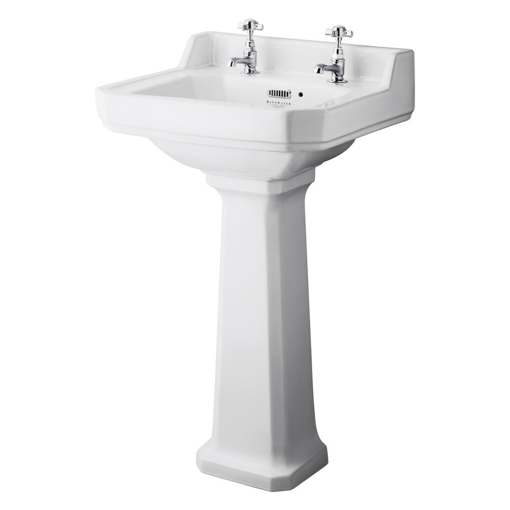 Bayswater Fitzroy 3 Tap Holes Pedestal Basin 560mm - White - BAYC006 - TAP 'N' SHOWER