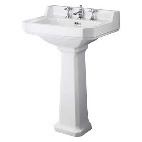 Bayswater Fitzroy 3 Tap Holes Pedestal Basin 595mm - White - BAYC024 - TAP 'N' SHOWER
