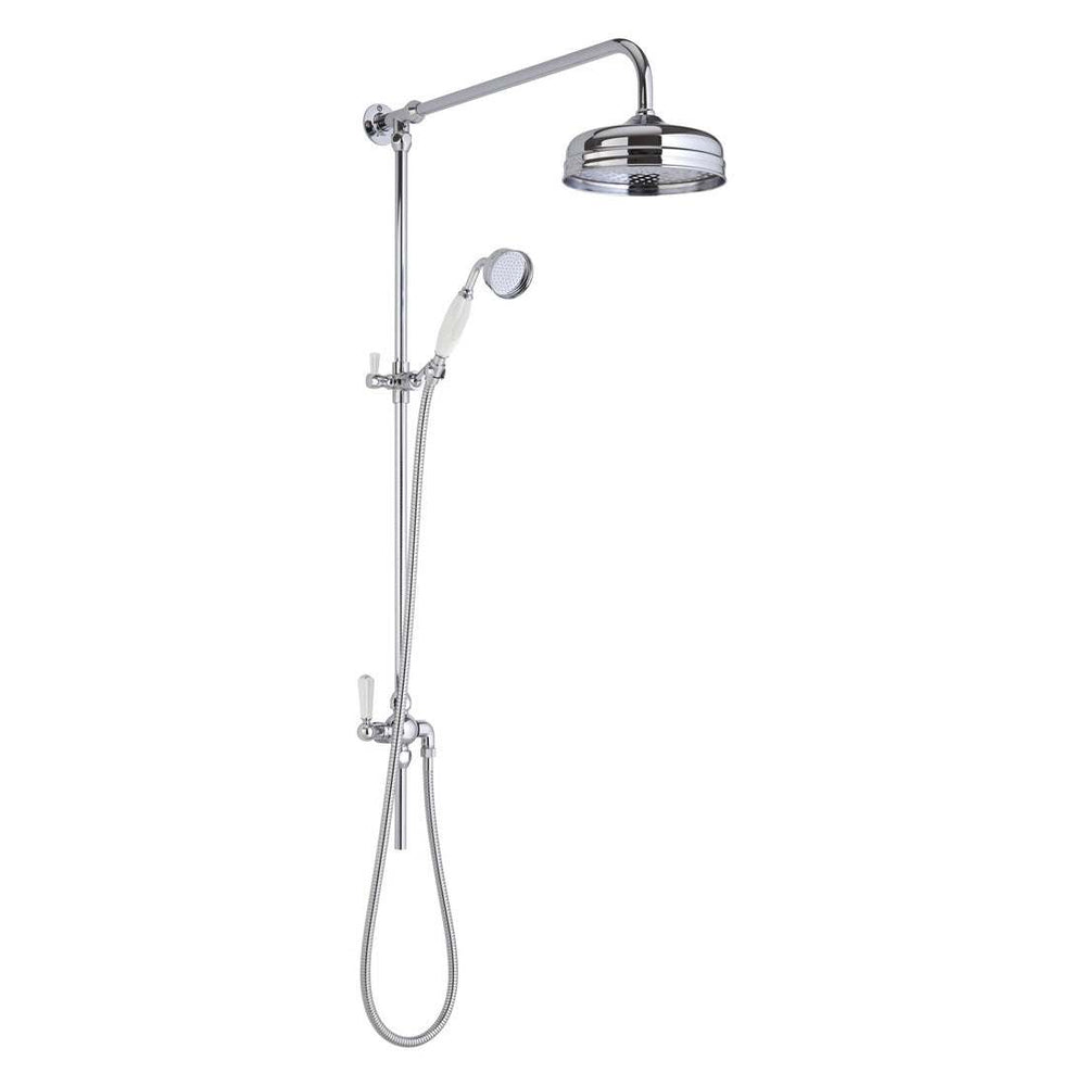 Bayswater Grand Shower Kit with Rigid Riser with Fixed Head and Handset - White/Chrome - BAYS201