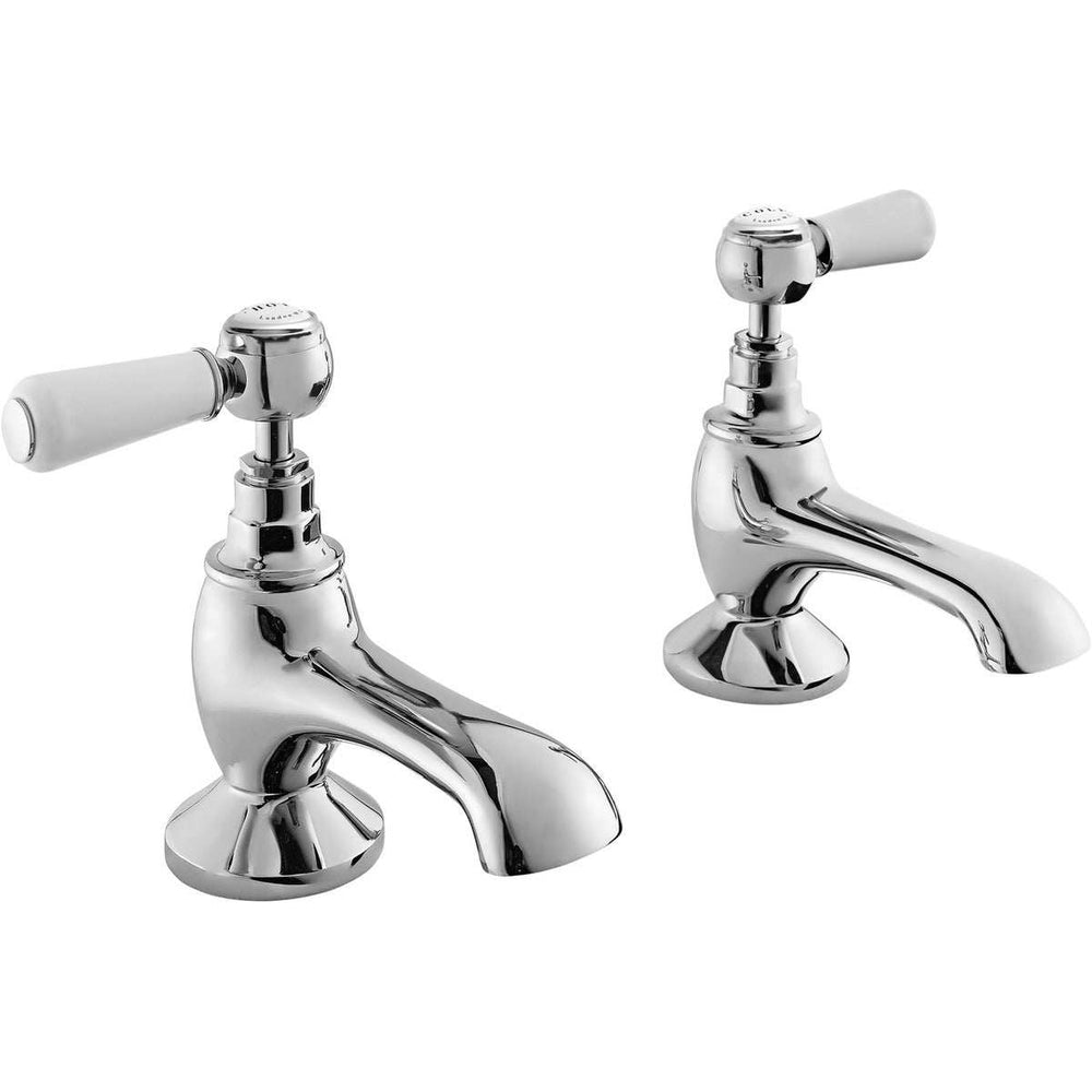 Bayswater Lever Dome Bath Taps Pair - White/Chrome - BAYT402