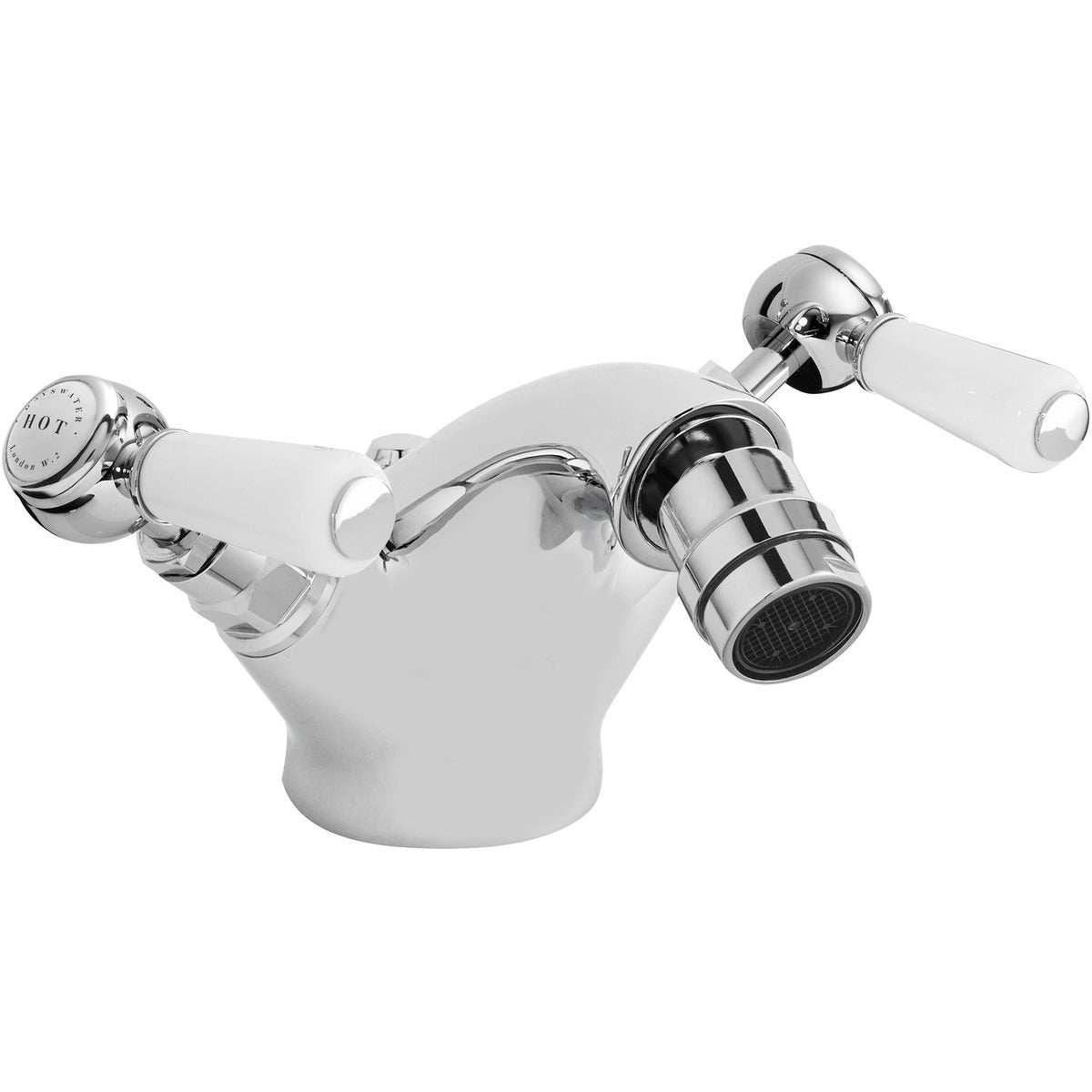 Bayswater Lever Dome Mono Bidet Mixer Tap - White/Chrome - BAYT408