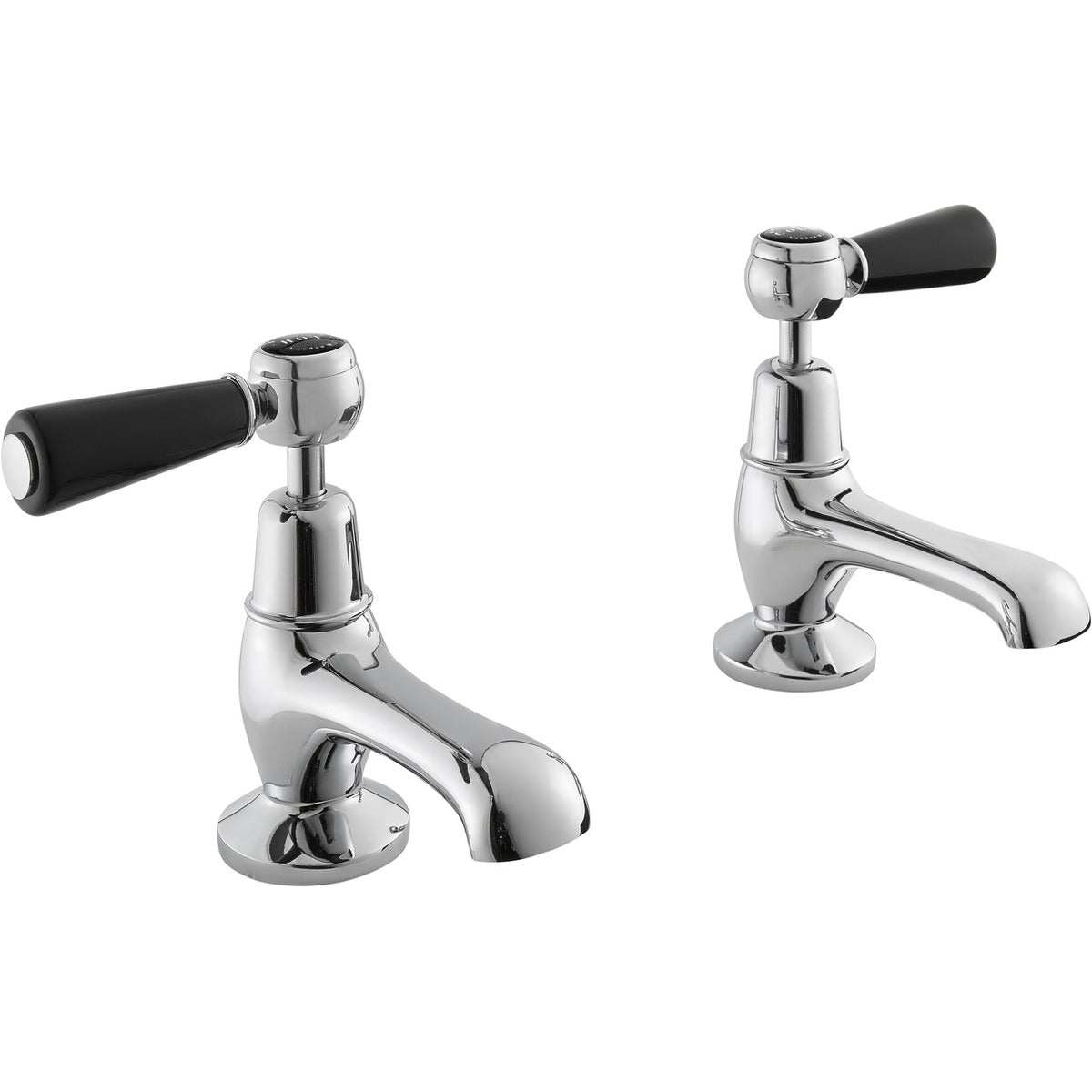 Bayswater Lever Hex Basin Taps Pair - Black/Chrome - BAYT341