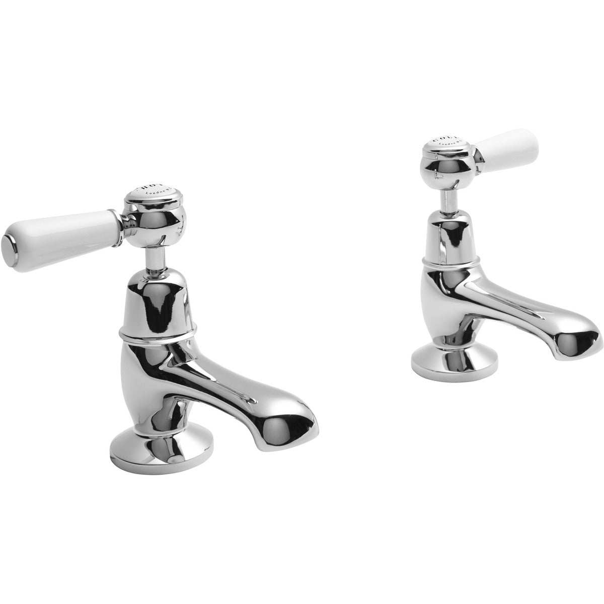 Bayswater Lever Hex Basin Taps Pair - White/Chrome - BAYT301